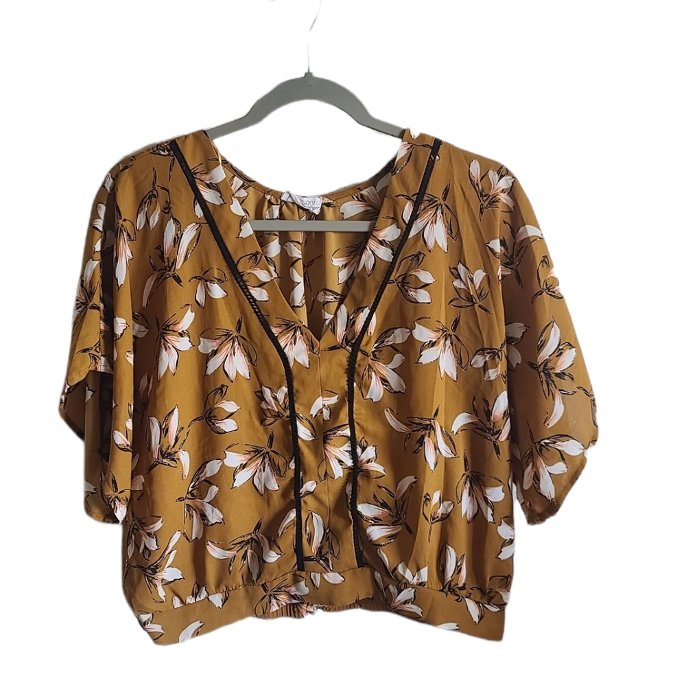 SIENNA SKY Short Sleeve Mustard Yellow Blouse